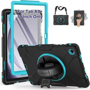 SUPFIVES Case for Tab A9 Plus with Screen Protector, Upgraded Military Galaxy Tab A9+ 11 inch 2023 Case with Rotating Kickstand+ Hand Strap+ S-Pen Holder+ Shoulder Strap,Mint Green
