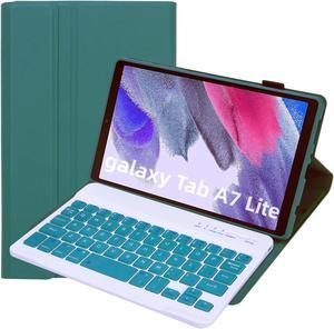 Lrufodya Keyboard Case for Samsung Galaxy Tab A7 Lite 8.7" 2021, Candy Colors Detachable Wireless Keyboard with Slim Cover for Model SM-T220 T225 T227 (Deep Green)