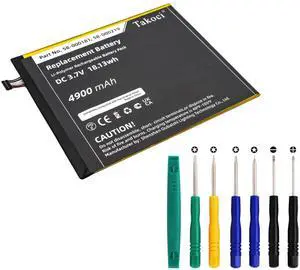 TAWUZUOR Replacement 58-000181 Battery for Fire 8th Generation Fire HD8 8TH SX0340T SX034QT L5S83A 26S1014 MC-31A0B8 & 58-000219 3.7V/4900mAh