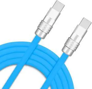 GentsStride Chubby 3.0 Extra Long Fast Charging Cable Durable USB Type-C Cables USB C to A Quick Charger Cord Ultra-Thick Silicone Charger, Sky Blue, Type-C to Type-C, 19.6 FT