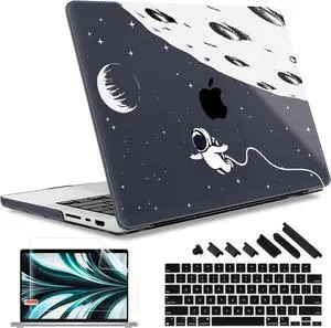 May Chen Case for M4 MacBook Pro 14 inch Case A3112 A3401 Max A3185, M3 A2918 A2992, M2 A2779 M1 A2442, 2024 2023 2022 2021 Release, Plastic Hard Shell with Keyboard Cover, Astronaut Flight