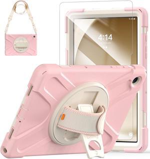 TSQQST Case for Samsung Galaxy Tab A9+ Plus 11 Inch SM-X210/X216/X218 2023 for Kids Girls | Full Body Protective Case Cover with Screen Protector+Stand+ Strap for Galaxy Tab A9+ Plus Tablet -Pink