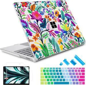 May Chen Compatible with Microsoft Surface Laptop Go 3 Go 2 Go 1 12.4 Inch Model 1943 2013 (2023 2022 2020), Hard Shell Case with Screen Protector + Keyboard Cover, Bright Colorful Flowers