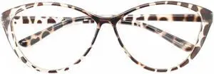 GLASAOTO Oversized Cateye Blue Light Blocking Glasses for Woman Computer Reading Eyeglasses Large Frames UV No Magnification Leopard