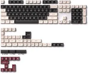 Glacier PBT Double Shot Keycaps Set for Mechanical Keyboards, Cherry Profile, Compatible with 60%/65%/75%/80%/96%/100% Keyboard Layout, Free Keycaps Puller Included (Black/White/Burgundy)