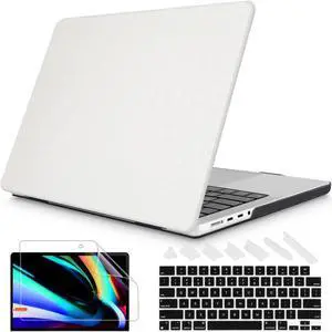 Metron for M4 MacBook Pro 14 Case 2024 A3112 A3401 A3185 M3 A2918 A2992 M1 A2442/M2 A2779 (2021/2023), Leather Hard Shell Cover for MacBook Pro 14.2" Pro/Max, White Leather