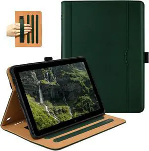 Grifobes Case 8/8 Plus [Only for 2024/2022/2020 Released 14th/12th/10th Generation], Premium PU Leather Folio Stand Smart Auto Wake/Sleep Cover with Built-in Stylus Holder/Pocket, Dark Green