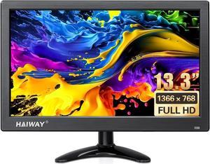 Haiway 13.3 inch Security Monitor, 1366x768 LED Monitor Small HDMI Monitors with Remote Control Built-in Speakers, Mini Monitors HDMI VGA AV BNC USB Input for CCTV Raspberry Pi PC Fire Stick Gaming