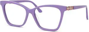 VOOGLAM Oversized Square Frame Fashion Purple Reading Glasses Women Wheat Head Rhinestones-7264