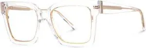 VOOGLAM Square Blue Light Glasses for Women Men Anti Eyestrain Dry Eyes Computer Phone TV Eyewear Crystal Ibrahim GJGX172924-03