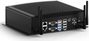 WEIDIAN PC Industrial EH4-T, Fanless Mini PC Win 11 Pro i5-10210U 8GB RAM 256GB M.2 SSD, 6 x RS232/RS485 COM 2*LAN Small Desktop Computers, 8*USB GPIO WiFi&BT4.2 HD DP Type-C 4K Triple Display