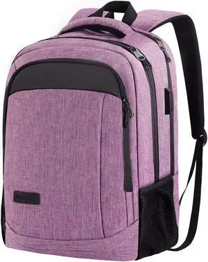 Monsdle Travel Laptop Backpack Anti Theft Backpacks with USB Charging Port, Travel Backpacks Business Work Bag 15.6 Inch College Computer Bag for Men Women, Purple