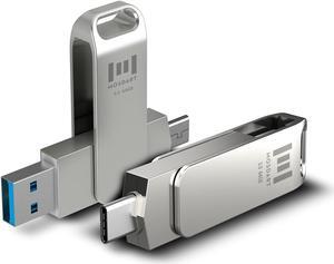 MOSDART 2Pack 64GB Fast USB C Flash Drive 2 in 1 OTG USB C to USB A 3.1 Dual Thumb Drive Metal Memory Stick for USB-C Android Phones, iPhone 15, MacBook, iPad, Computers and More, Silver