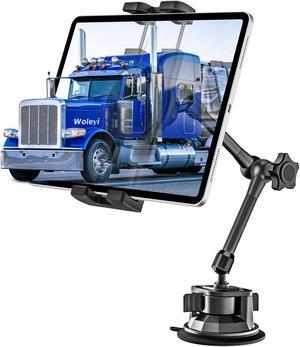 Metal Tablet Mount for Truck - Heavy Duty [Super Suction Cup] Tablet Truck Mount Dashboard Windshield for Car/Semi Truck/Pickup/Van/SUV/Commercial Vehicle for 4-12.9" iPad Pro Air Mini, iPhone, Galaxy