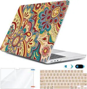 HOHAIYOO Compatible with 2025 2024-2022 MacBook Air 13 inch Case M4 A3240 M3 A3113 M2 A2681, Hard Shell&Keyboard Film&Screen Film&Webcam Cover for New M4 Mac Air 13.6 inch with Touch ID, Curved Doodle