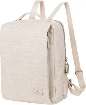 Nordace Siena II Mini Smart Backpack for Everyday Use with USB Charging Port, Water Resistant - Sleek Laptop Backpack for Daily Tasks, Work, and Casual Adventures (Beige)