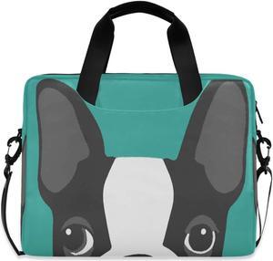 Laptop Shoulder Bag Boston Terrier Dog Portable Laptop Sleeve Case with Strap for 14/15.6/16in Notebook Computer Messenger Bag for Women Men Briefcase