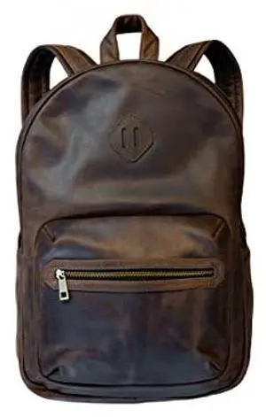 olpr. Leather Backpack Classic Laptop Vintage Daypack Weekend Travel Business Durable Carry On Rucksack Casual Bag