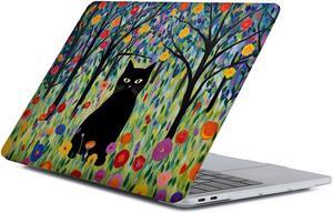 Yicomon Compatible with MacBook Air 13 inch Case 2020 2021 M1 A2337 A2179 A1932, Plastic Hard Shell Case for Mac Air 13 with Touch ID (2018-2021) - Black Cat Among Flowers in The Woods
