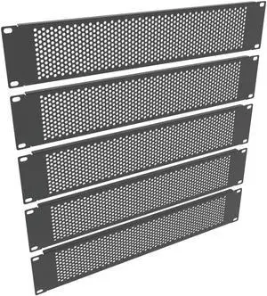 QiaoYoubang 5 Pack 2U Venting Blank Panel - Steel Blank Rack Mount Panel Spacer for 19in Server Rack Cabinet or Enclosure, Black (2UVBP5PC)