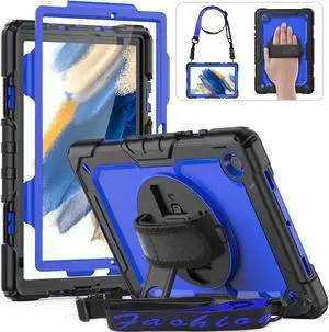 HXCASEAC Case for Samsung Galaxy Tab A8 10.5 inch, Protective with Screen Protector/Hand Strap/Pen Holder, Sturdy Shockproof A8 Tablet Case 2022 SM-X200/X205/X20 - Blue