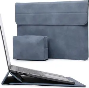 HYZUO 15 Inch Laptop Sleeve Case with Stand Feature Compatible with MacBook Air 15.3/15 M3/M2 Chip A3114 A2941 2024-2023, 15-inch Surface Laptop 7/6/5/4/3, MacBook Pro 15 2019-2016, Haze Blue