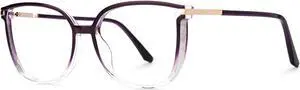 Zeelool TR90 Cat Eye Glasses Chic Eyewear for Women Blue Light Blocking Glasses Anti Eyestrain Glasses Rodz ZJGT548130-22B Purple-Tortoise