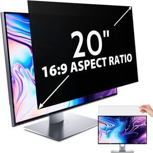 Peslv Computer Privacy Screen 20 Inch for 16:9 Widescreen Monitor, Removable 20inch Anti Blue Light Anti Glare Monitor Privacy Filter Shield (17 7/16" x 9 13/16")