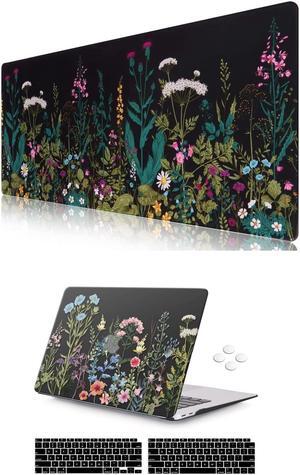 iCasso Compatible with MacBook Air 13 Inch Case 2021-2018 Release A2337 M1/ A1932/A2179,Extended Gaming Mouse Pad (35.4x15.7 in), Desk Mat, Large Stable Rubber Base Mousepad with Stitched Edge, Weed
