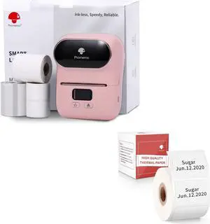 Phomemo M110S Label Maker Set- with 1 30x20 Label, Bluetooth Label Maker for for Business Labeling, Barcode, Office, Cable, Retail, with Fonts Choose, Icons, Templates, Pink