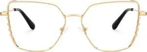 Zeelool Blue Light Blocking Glasses, Metal Glasses Frame for Women Eyewear with Clear Lenses Anti Eyestrain & UV from Computer/TV/Phone ZJGM468946-04B