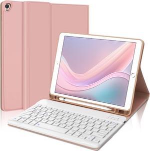 iPad 9th Generation Case with Keyboard (iPad 10.2 inch 2021 Release), Detachable Wireless Keyboard|Auto Sleep/Wake Up|Smart Cover with Pencil Holder for iPad 8th 2020/7th 2019/Air3rd Gen/Pro10.5" Pink