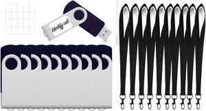4GB USB Flash Drives 10 Pack Black and 10pcs Lanyard of 11 inches, USB Drives, Memory Stick, Thumb Drive, Jump Drive, USB Stick