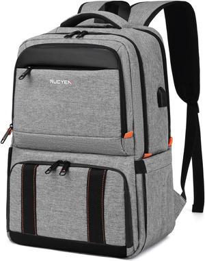 RUCYEN Lunch Backpack, Insulated Cooler Backpack Lunch Box for Men Women, 15.6 Inches RFID Blocking Laptop Backpack with USB Port for Work Travel Picnics Hiking Grey