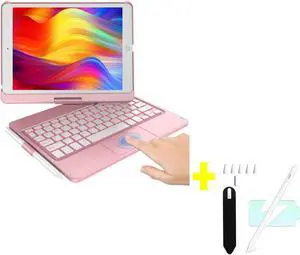 KBCASE iPad 9th Generation Case with Keyboard, 360Rotatable Keyboard Case for iPad 9th/8th/7th 10.2 inch, Trackpad Keyboard with Pencil Holder & iPad Pencil 9th/10th Generation with Palm Rejection