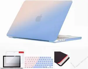 Se7enline Compatible with 2021-2024 MacBook Pro 14 inch Case for 14-inch A2442 A2779 A2918 A2992 A3112 A3401 M4 M3 M2 M1&Keyboard Skin &Screen Protector &Dust Plug,Serenity Blue&Rose Quartz