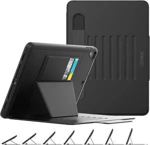 SEYMAC stock Case for iPad 6th/5th Generation/Air 2/Pro 9.7'', Smart Magnetic Auto Sleep Cover with Card Holder, Stand Multi-Angles Feature (Black)