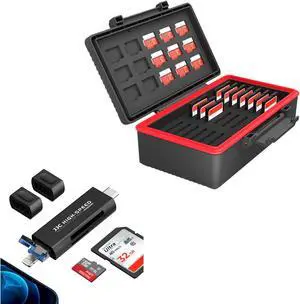 Memory Card Case + SD/TF Card Reader for iPhone:Water-Resistant Memory Card Case with SD/TF Card Reader for iPhone