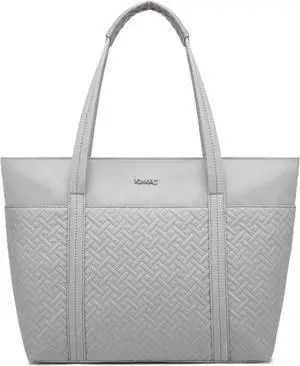 Kinmac Computer Tote Bag for Women, Large Capacity Laptop Tote Handbag for Work Office Travel (Grey)