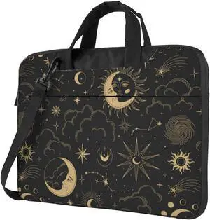 Laptop Bag Laptop Case 15.6 Inch Computer Bags Sun Moon Golden Boho Printed Padded Sleeve Cover for Women Men