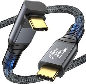 240W USB4 Cable for Thunderbolt 4 Cable Right Angle 40Gbps Data Transfer 8K@60Hz Video Display Cable USB Type C Fast Charging Cable for iPhone 15 Pro,Samsung,Steam Deck,Switch,eGPU,MacBook