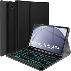 LDSOYIA Backlit Keyboard Case for Samsung Galaxy Tab A9 Plus 11 Inch 2023, 7 Colors Backlight Detachable Wireless Keyboard Protective Cover Case for 11 Galaxy Tab A9+ Tablet (SM-X210/X216/X218)