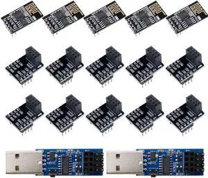 Bundle of ESP-01 ESP-01S Prog WiFi Programmer + Esp-01 Serial WiFi Transceiver + Breadboard Adapter