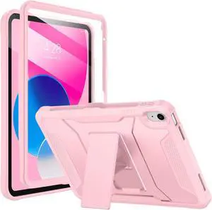 Soke Case for iPad (A16) 11th Generation 11-inch 2025, iPad 10th Generation 10.9-inch 2022, with Built-in Screen Protector and Kickstand, Rugged Full Body Protective Cover - Light Pink