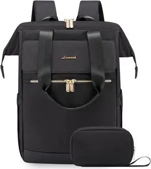LOVEVOOK 17.3 Inch Laptop Backpack for Women, Large Capacity Travel Backpack with Organizer Bag, Waterproof Carry on Backpack Work Bag with USB Port, Teacher Nurse Backpack Purse, 2PCS, Black