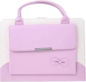 Handbag Case for iPad Pro 13" 2024, Air 13" M2 M3, iPad Pro 12.9-inch 2022/2021/2020/2018, Techcircle Cute Bowknot Pocket Wallet Design Folio Stand PU Leather Carrying Case, Auto Sleep/Wake, Pink