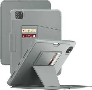 Maogoam for iPad Pro 11 inch Case Leather,(4th&3rd Gen, 2022/2021), Rugged Magnetic Case, Compatible with Apple Pencil Wireless Charging, 7 Standing View Angles, Sleep/Wake Cover, Grey