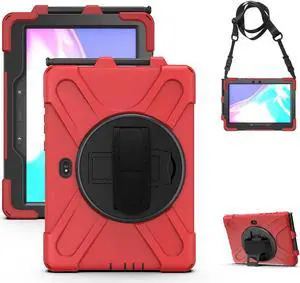 rantice Compatible with Samsung Galaxy TAB Active PRO 10.1 Case/Tab Active4 PRO Case, Heavy Duty Rugged Shockproof Drop Protection Case, Hand Strap&Shoulder Strap for SM-T540/T547/T630/T638 (Red)
