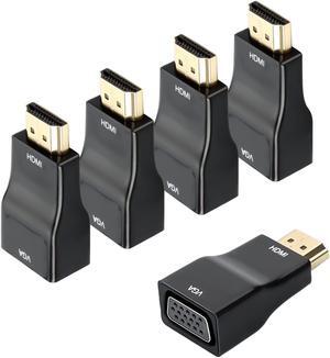 URELEGAN HDMI to VGA 5-Pack, HDMI to VGA Adapter Converter 1080P Male to Female Cord for Computer, Desktop, Laptop, PC, Monitor, Projector, HDTV and More (5, Black)