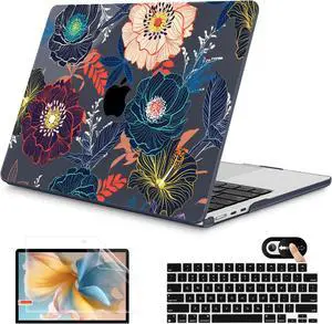 Mektron for 2025 M4 MacBook Air 13.6 Inch A3240 Case Fits 2023 A2681 M2 2024 A3113 M3 Chip with Liquid Retina Display Touch ID, Printed Plastic Hard Shell Cover for MacBook Air 13.6", Dahlia Flowers